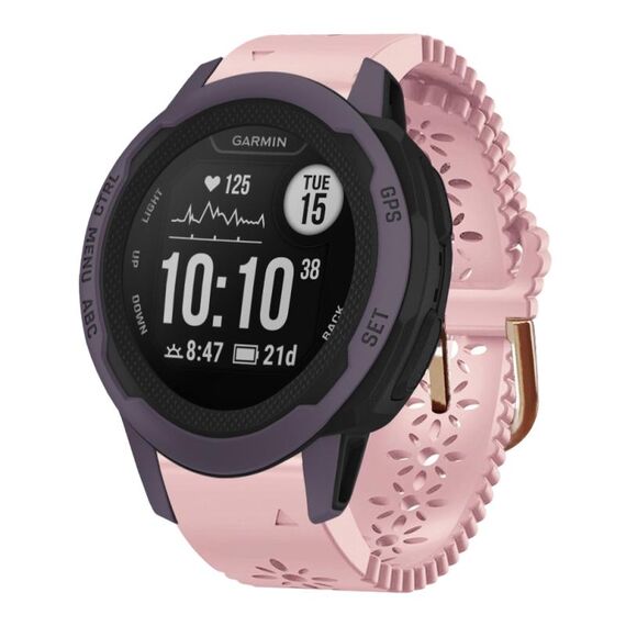 Per Garmin Instinct 2S 20mm cinturino in silicone da donna con punzone in pizzo (rosa)