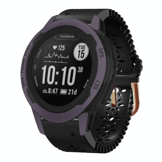 Per Garmin Instinct 2S 20mm cinturino in silicone da donna con punzone in pizzo (nero)