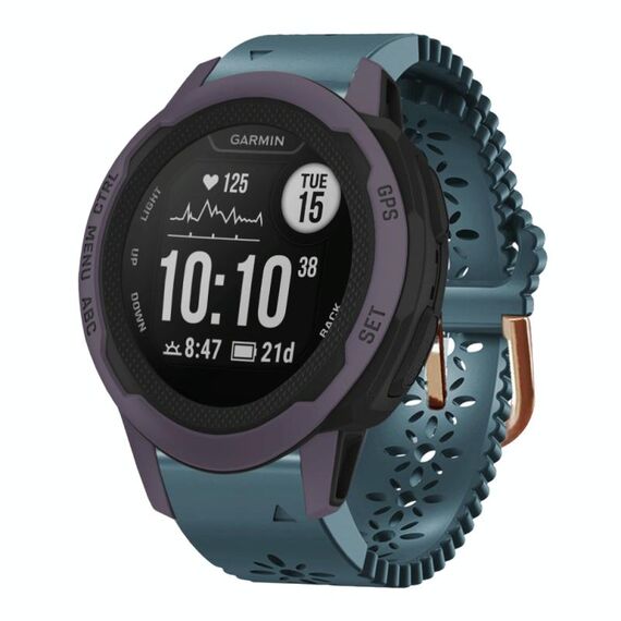 Per Garmin Instinct 2S 20mm cinturino in silicone da donna con punzone in pizzo (lago blu)