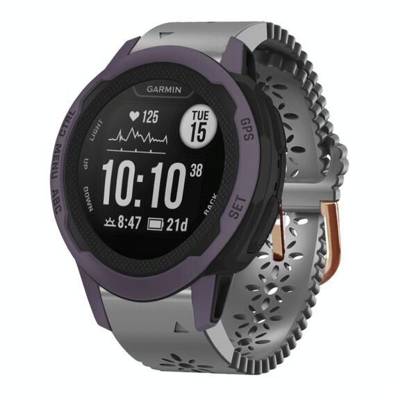 Per cinturino in silicone da donna Garmin Instinct 2S 20mm con perforatore in pizzo (grigio)
