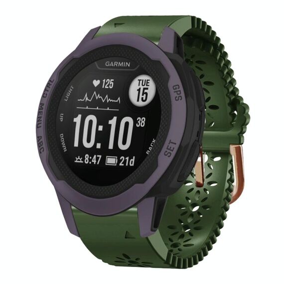 Per Garmin Instinct 2S 20mm cinturino in silicone da donna con punzone in pizzo (verde militare)