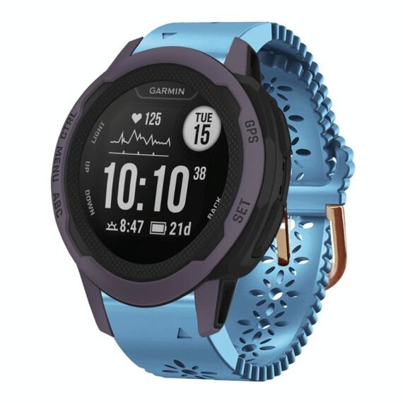 Per Garmin Instinct 2S 20mm cinturino in silicone da donna con punzone in pizzo (blu)