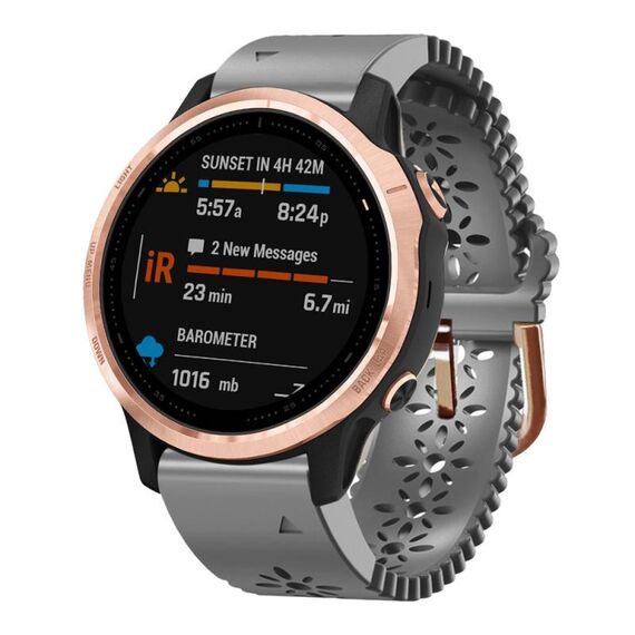Per Garmin Fenix 6S 20mm cinturino in silicone da donna con punzone in pizzo (grigio)