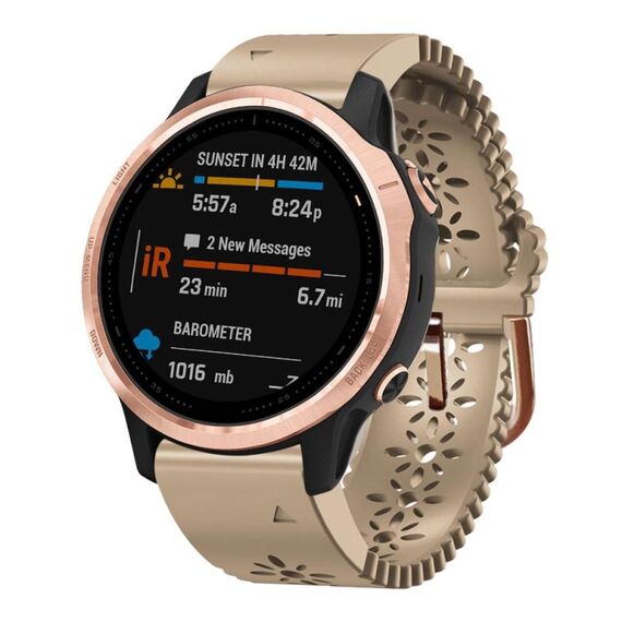 Per cinturino in silicone da donna Garmin Fenix 6S 20mm con perforatore in pizzo (kaki)