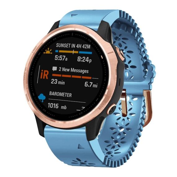 Per Garmin Fenix 6S 20mm cinturino in silicone da donna con punzone in pizzo (blu)