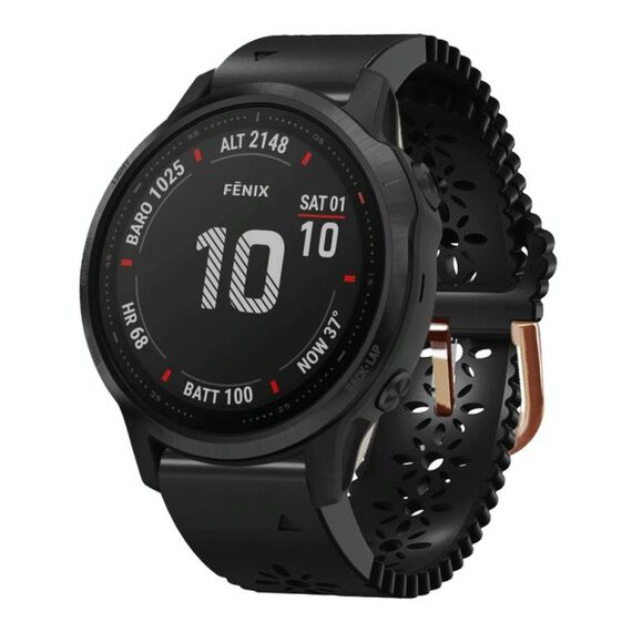 Per Garmin Fenix 6S Pro 20mm cinturino in silicone da donna con punzone in pizzo (nero)