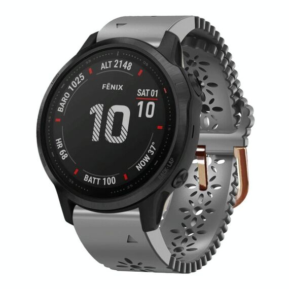 Per Garmin Fenix 6S Pro 20mm cinturino in silicone da donna con punzone in pizzo (grigio)