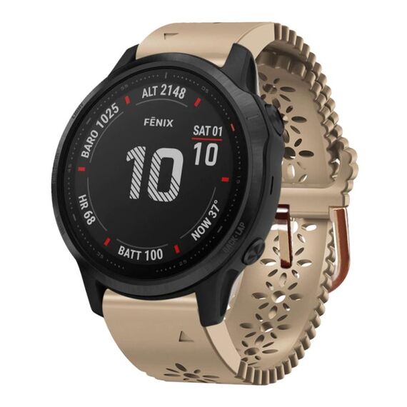 Per Garmin Fenix 6S Pro 20mm cinturino in silicone da donna con punzone in pizzo (cachi)