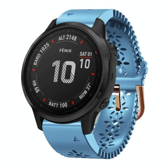 Per Garmin Fenix 6S Pro 20mm cinturino in silicone da donna con punzone in pizzo (blu)