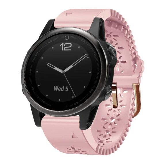 Per cinturino in silicone da donna Garmin Fenix 5S 20mm con perforatore in pizzo (rosa)