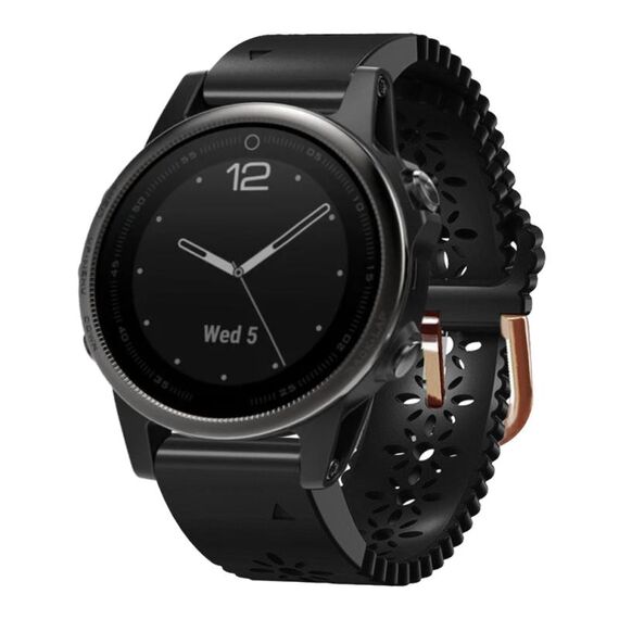 Per cinturino in silicone da donna Garmin Fenix 5S 20mm con perforatore in pizzo (nero)