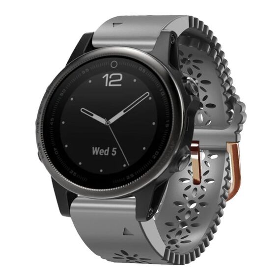 Per Garmin Fenix 5S 20mm cinturino in silicone da donna con punzone in pizzo (grigio)