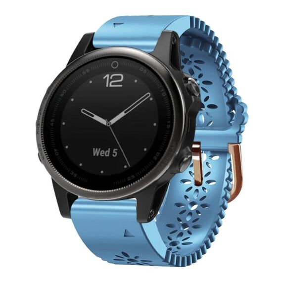 Per cinturino in silicone da donna Garmin Fenix 5S 20mm con perforatore in pizzo (blu)