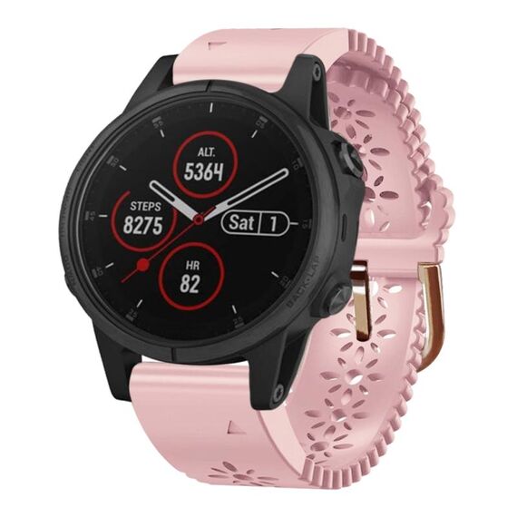Per Garmin Fenix 5S Plus 20mm Cinturino in silicone da donna con punzone in pizzo (rosa)