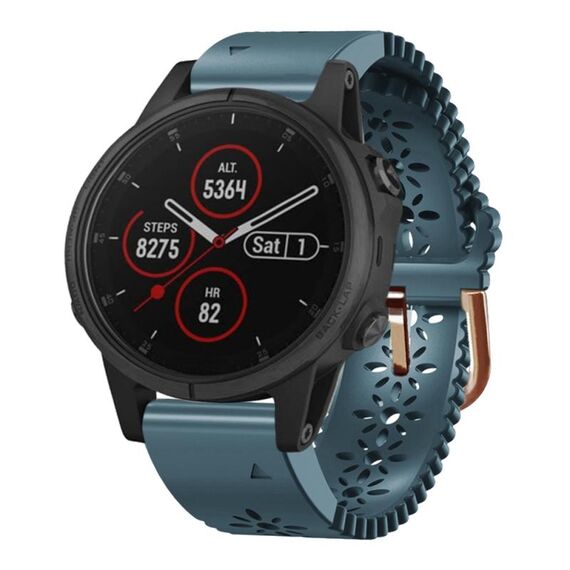 Per Garmin Fenix 5S Plus 20mm cinturino in silicone da donna con punzone in pizzo (lago blu)