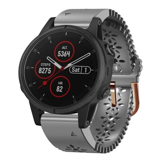Per cinturino in silicone da donna Garmin Fenix 5S Plus 20mm con punzone in pizzo (grigio)