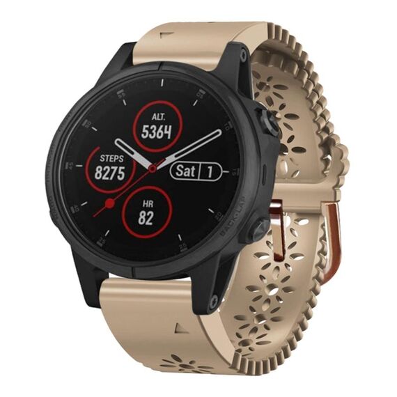 Per Garmin Fenix 5S Plus 20mm Cinturino in silicone da donna con punzone in pizzo (cachi)