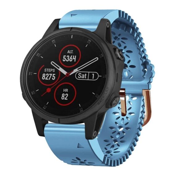 Per Garmin Fenix 5S Plus 20mm Cinturino in silicone da donna con punzone in pizzo (blu)
