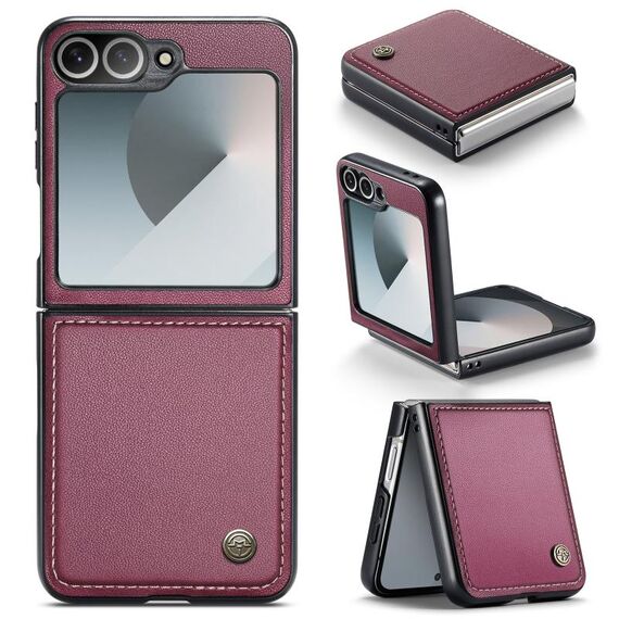 Per Samsung Galaxy Z Flip6 5G CaseMe 023 Custodia per telefono in pelle antifurto con fibbia a farfalla Litchi Texture RFID (vino rosso)