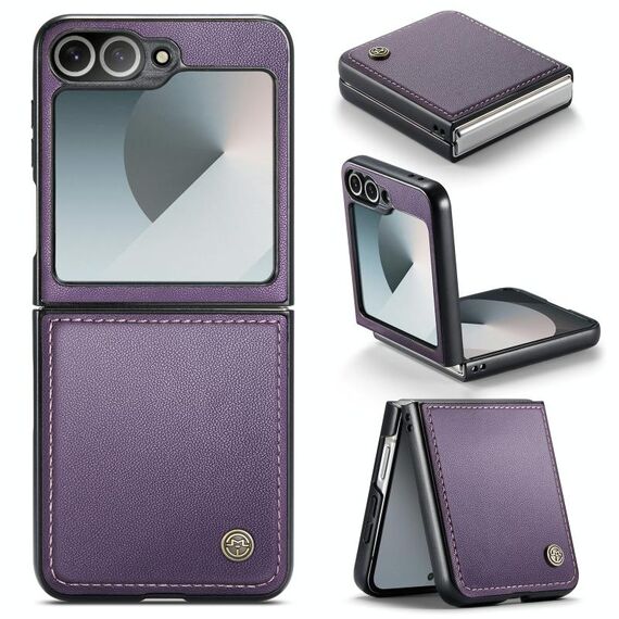 Per Samsung Galaxy Z Flip6 5G CaseMe 023 Custodia in pelle antifurto con fibbia a farfalla Litchi Texture RFID (viola perlato)
