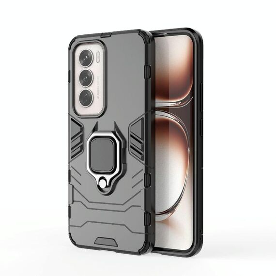 Per OPPO Reno12 Global PC + Custodia protettiva antiurto in TPU con supporto per anello magnetico (nero)