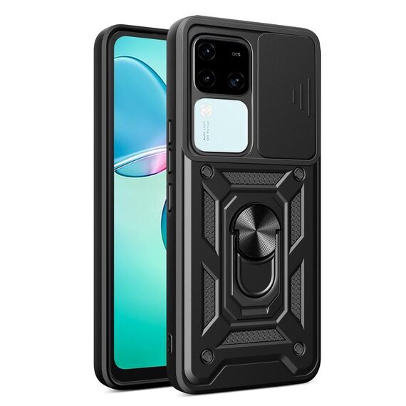 Per vivo V30 / V30 Pro Custodia per fotocamera scorrevole in TPU+PC (nero)