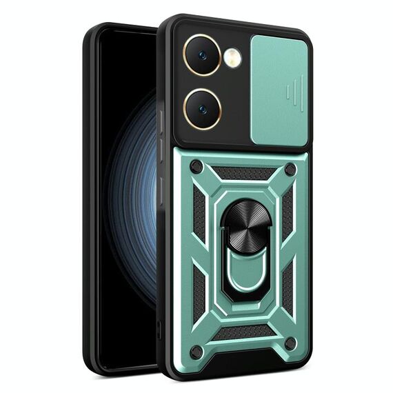 Per vivo Y03 Cover per fotocamera scorrevole Design TPU + Custodia per telefono PC (verde)