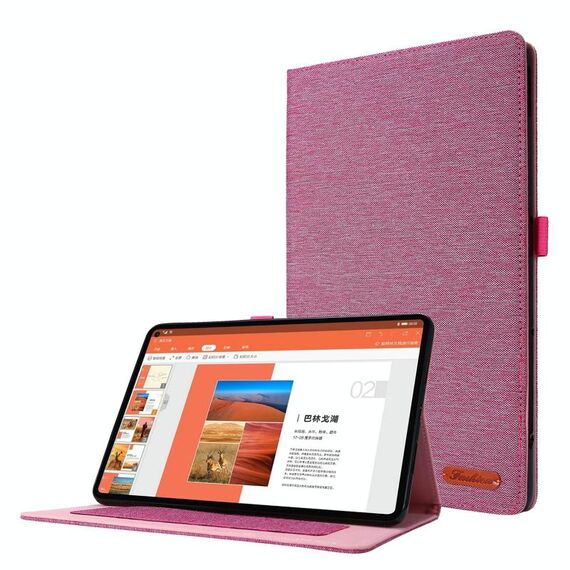 Custodia per tablet in pelle e tessuto per Huawei MatePad SE 11 2024 (rosa rossa)