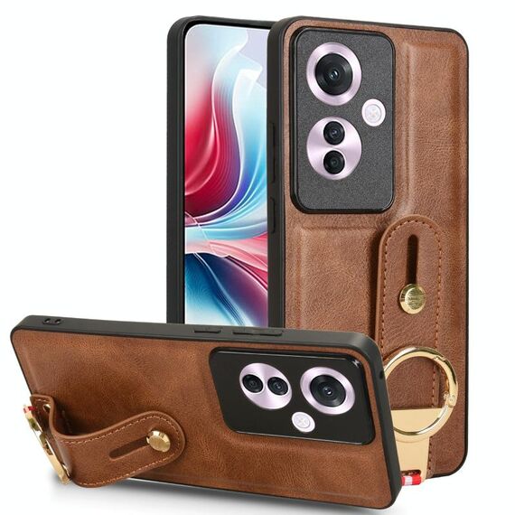 Per OPPO Reno11 PJH110 Custodia per telefono in pelle con cinturino posteriore (marrone)
