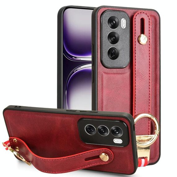 Per OPPO Reno12 5G Global Wristband Custodia in pelle per telefono posteriore (rosso)