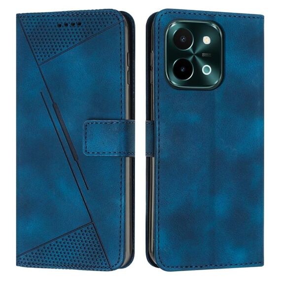 Custodia per telefono in pelle Dream Triangle per vivo Y28 4G con cordino (blu)