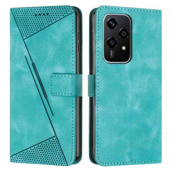 Custodia per telefono in pelle Triangolo Global Dream per Honor 200 Lite con cordino (verde)
