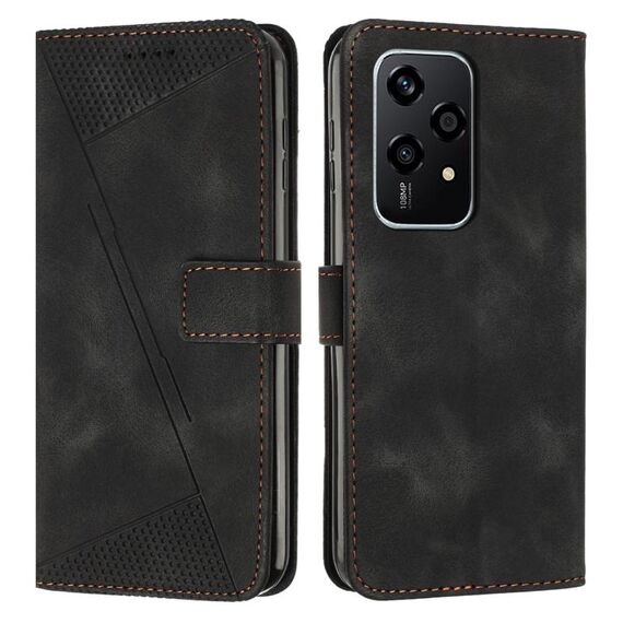 Custodia per telefono in pelle Triangolo Global Dream per Honor 200 Lite con cordino (nero)