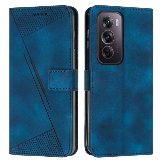 Per OPPO Reno12 Pro Global Dream Triangle Custodia in pelle con cordino (blu)