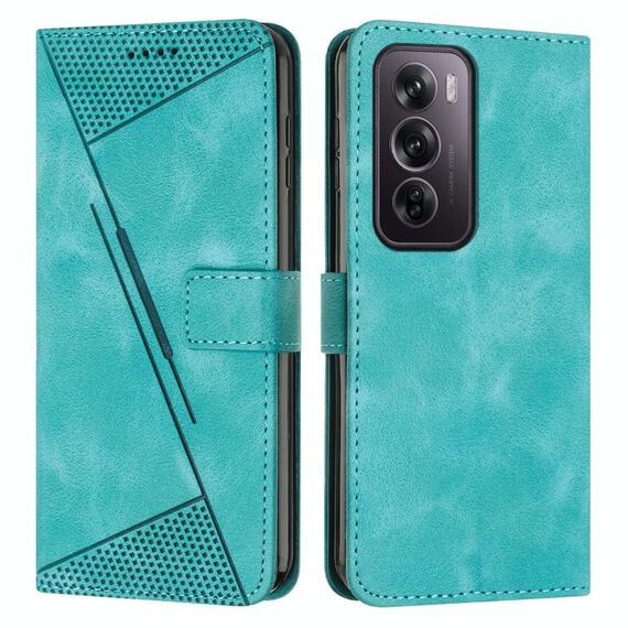 Per OPPO Reno12 Pro Custodia per telefono in pelle Global Dream Triangle con cordino (verde)