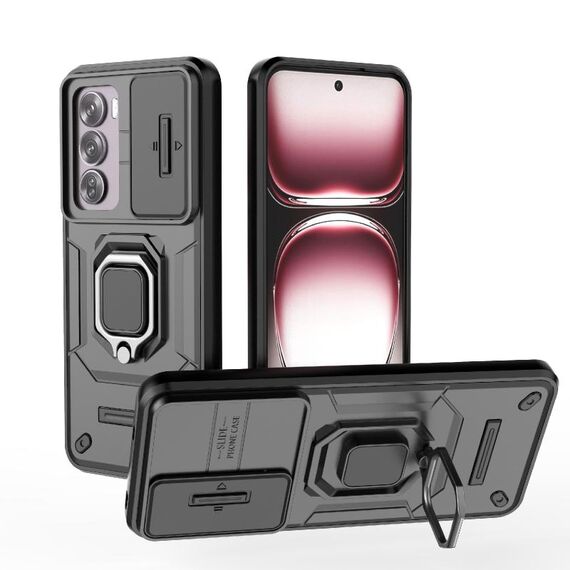 Per OPPO Reno12 Pro Custodia per telefono antiurto in TPU + PC con supporto scorrevole globale Camshield (nero)