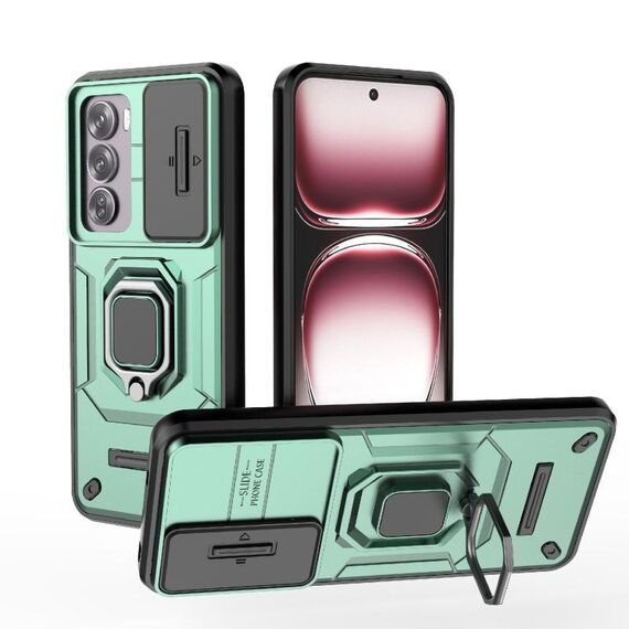 Per OPPO Reno12 Pro Global Sliding Camshield TPU + PC Custodia antiurto per telefono con supporto (verde)