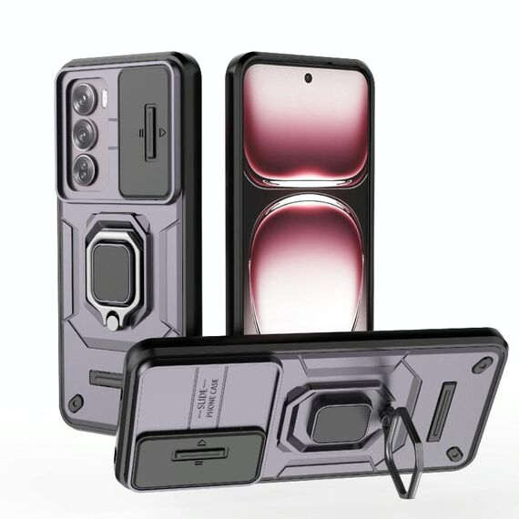 Per OPPO Reno12 Pro Global Sliding Camshield TPU + Custodia per telefono antiurto per PC con supporto (viola)