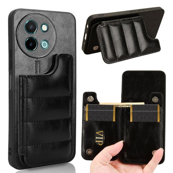 Custodia per telefono con borsa per carta da cucito modello mucca per vivo Y38 / Y200i (nera)