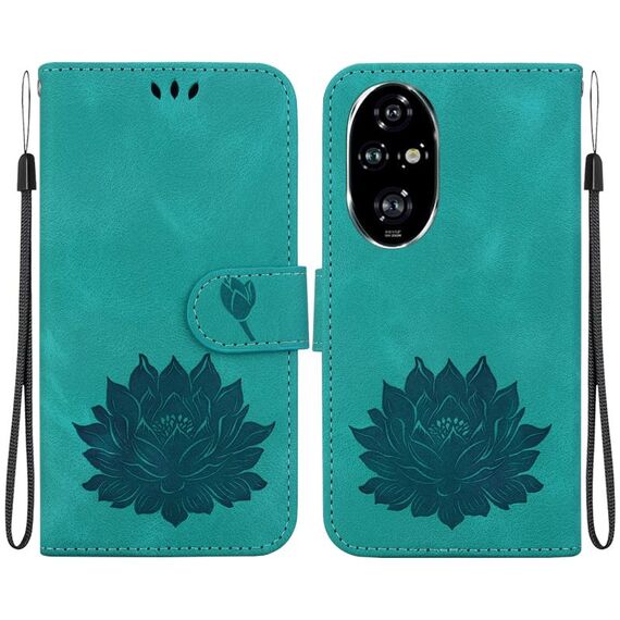 Custodia per telefono in pelle goffrata Honor 200 Pro Lotus (verde)
