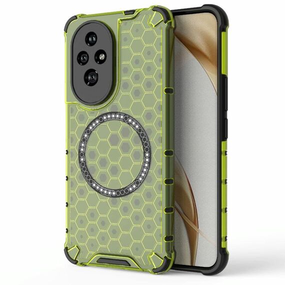 Per Honor 200 Custodia antiurto con anello magnetico a nido d'ape (verde)