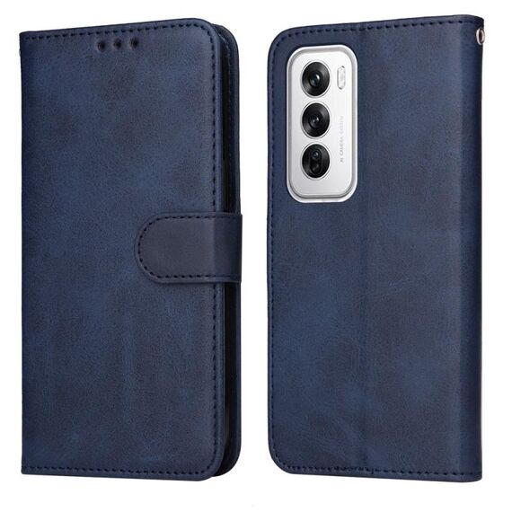 Per OPPO Reno12 5G Global Classic Custodia in pelle flip con texture di vitello (blu)