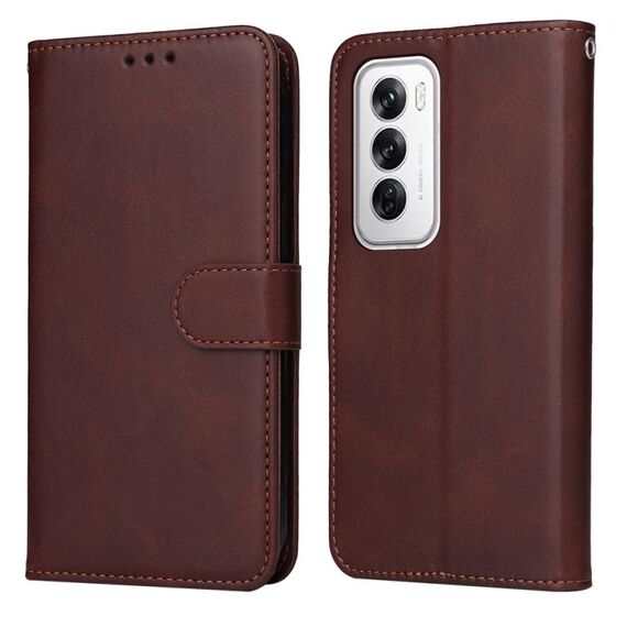 Per OPPO Reno12 5G Global Classic Calf Texture Flip Custodia in pelle per telefono (marrone)