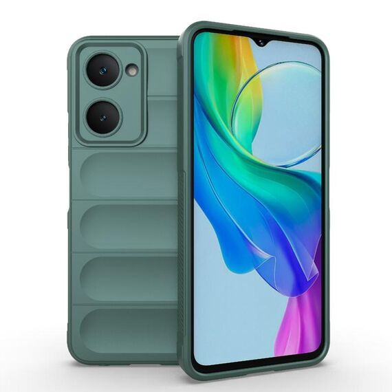 Per vivo Y03 4G Global / Y18 4G Global Custodia per telefono in TPU + flanella Magic Shield (verde scuro)