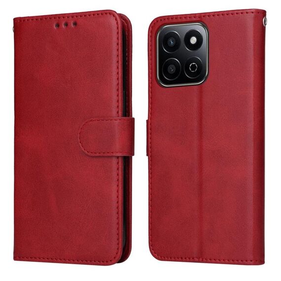 Custodia per telefono in pelle con texture di vitello classica per Honor Play 60 Plus (rosso)