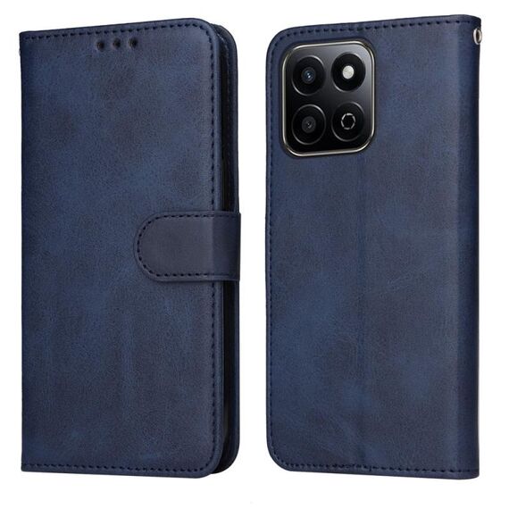 Custodia per telefono in pelle con texture di vitello classica per Honor Play 60 Plus (blu)