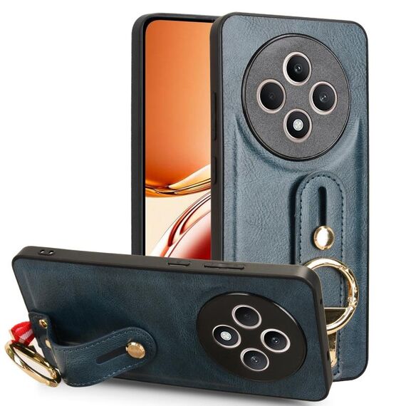 Per OPPO Reno12 F 5G Custodia per telefono in pelle con cinturino posteriore (blu)