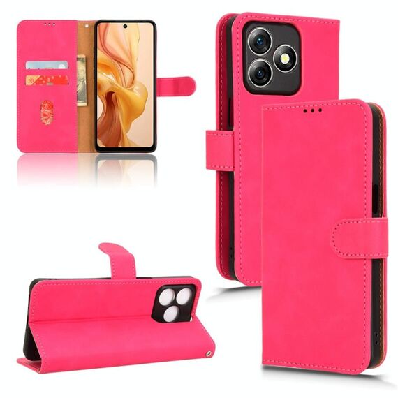 Custodia per telefono in pelle con vibrazione magnetica Ultra Skin Feel per Ulefone Note 18 (rosa rosso)