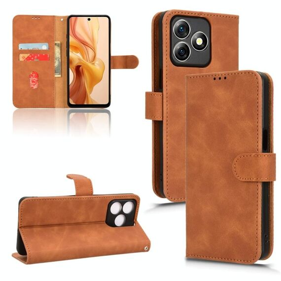 Custodia per telefono in pelle con vibrazione magnetica Ultra Skin Feel per Ulefone Note 18 (marrone)