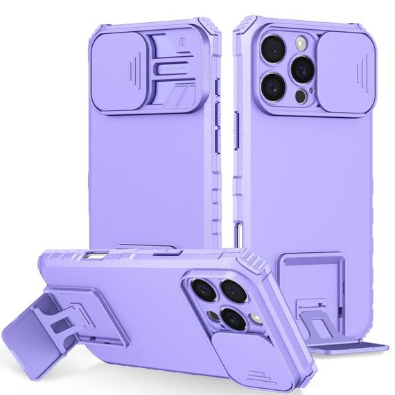 Per iPhone 16 Pro Custodia per telefono con supporto stereoscopico scorrevole Camshield (viola)